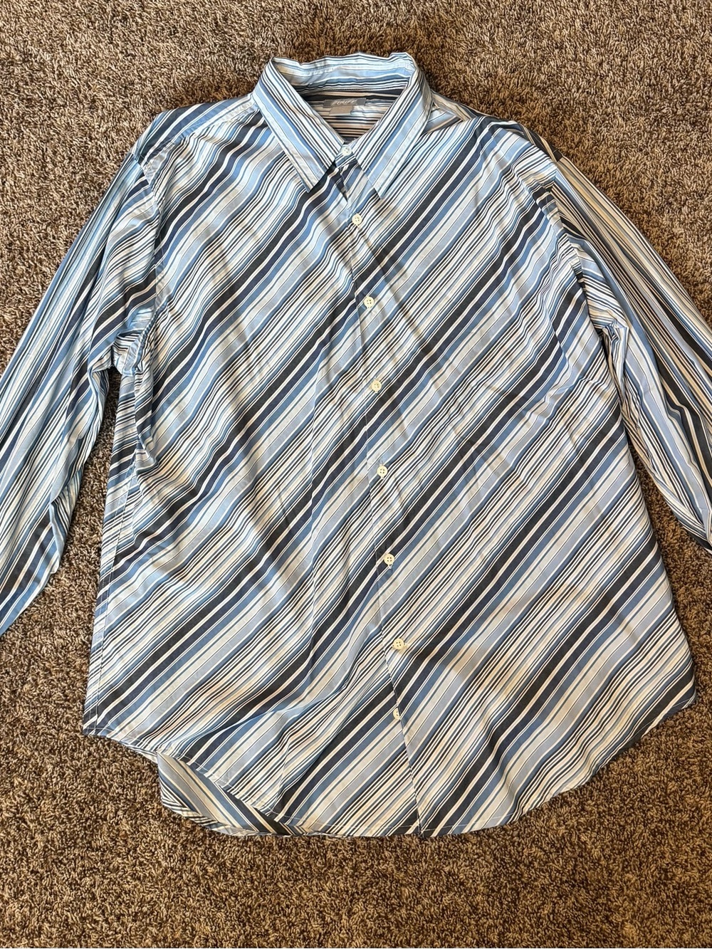 Men's Utility Blue Multi-Stripe Button-Down Shirt